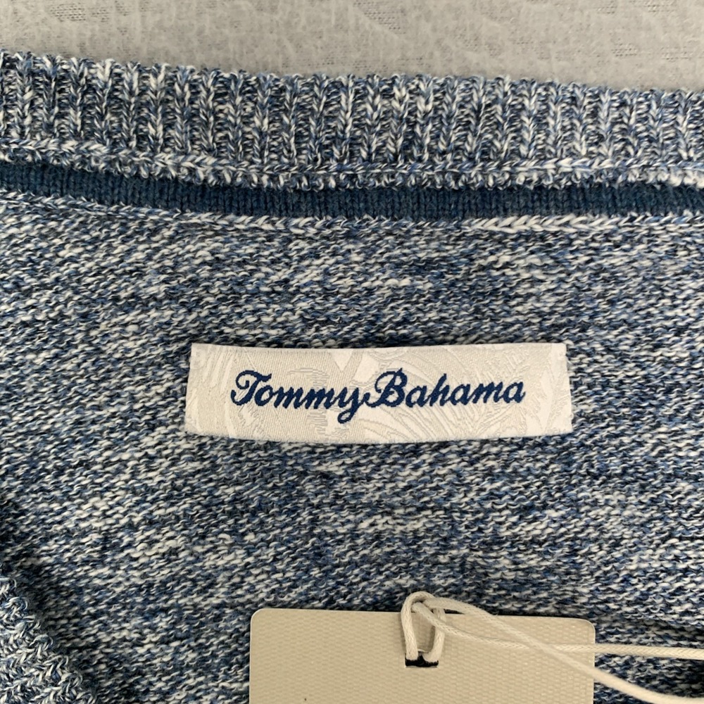 Tommy Bahama Mens Sweater 2XL Blue Marled Roanoke V-Neck Long Sleeve Cotton New - Picture 3 of 10